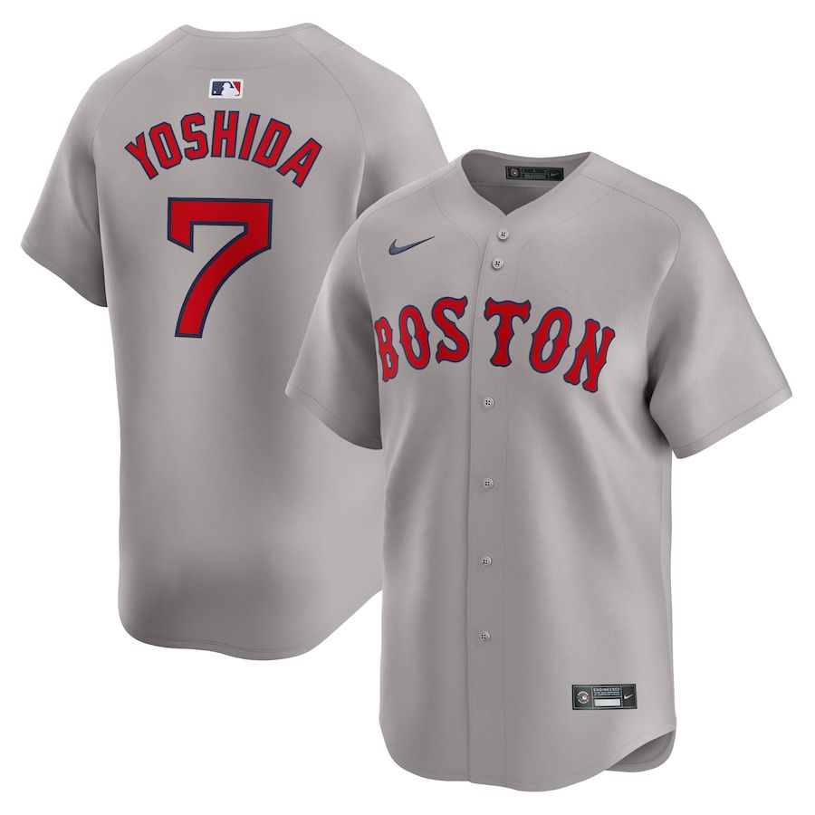Men Boston Red Sox 7 Masataka Yoshida Nike Gray Away Limited Player MLB Jersey